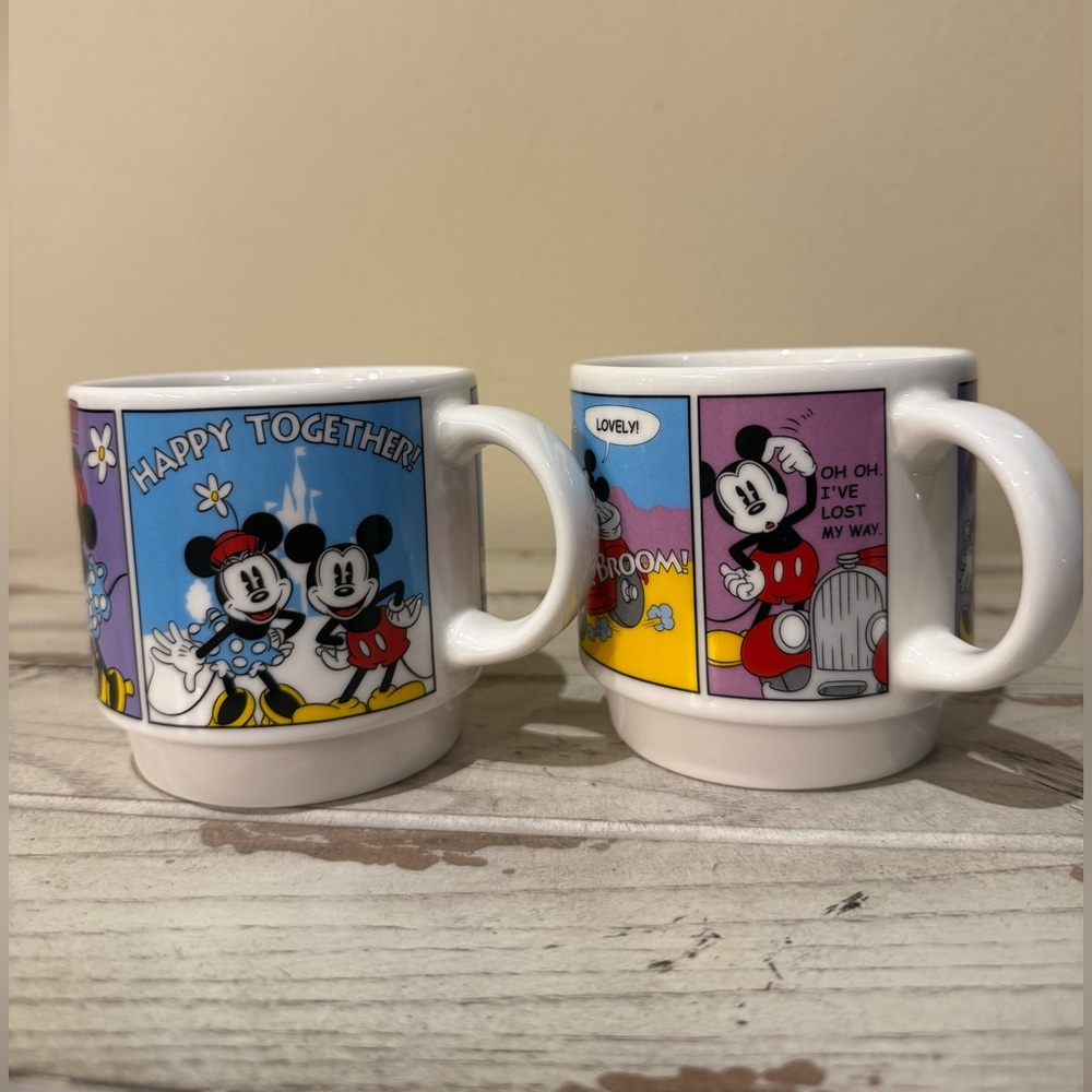 Tokyo Disney Resort Mickey and Minnie Comic Strip Mugs  Set of 2